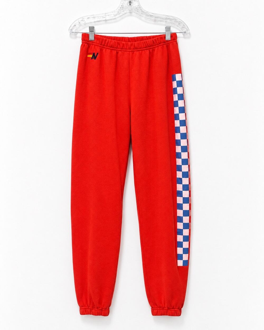 Aviator Nation Check Leg Sweatpants Red White Blue Checker Joggers Size S